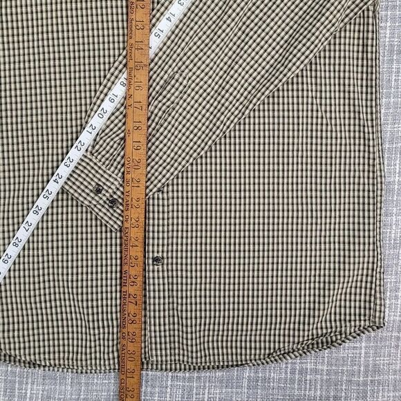 Columbia Rugged Button Down Shirt Mid-Weight Outdoor Tan Black Plaid Men's L - Picture 7 of 15